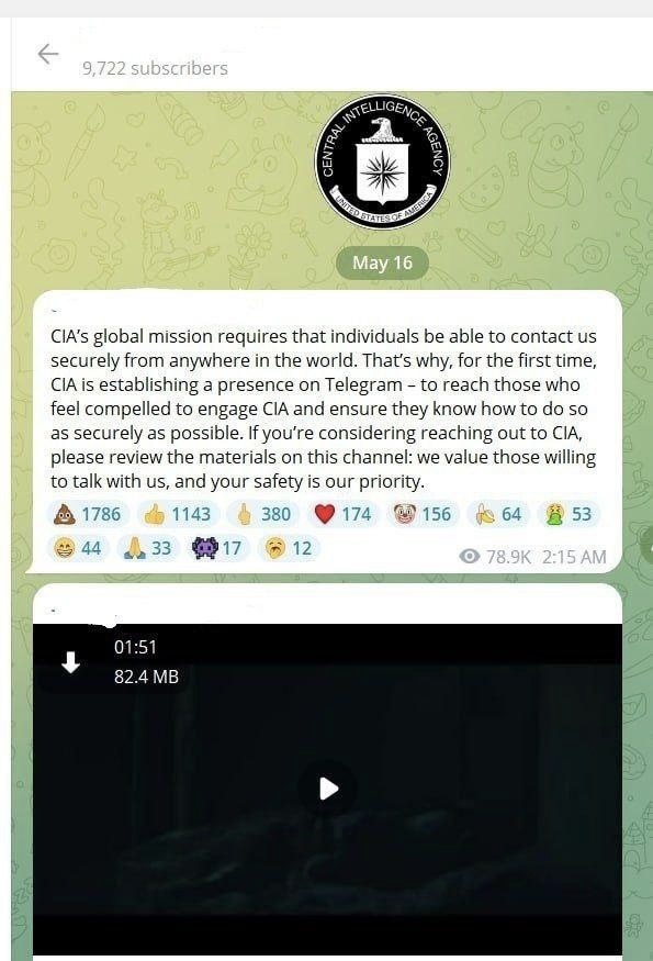 سیا در تلگرام اطلاعات محرمانه روس ها را افشا می کند