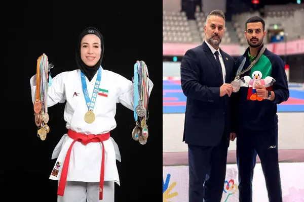 نشانهای نقره المپیک ناشنوایان بر گردن کاراته کاران فارسی نشانهای نقره المپیک ناشنوایان بر گردن کاراته کاران فارسی